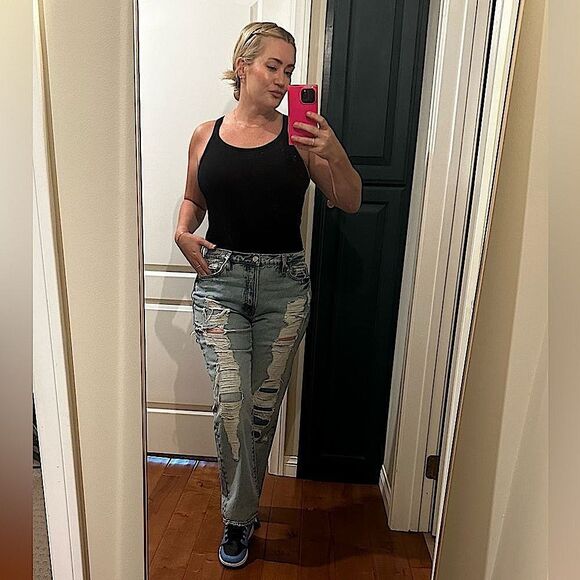 FRAME Le Slouch Low Rise, Straight Destructed Denim - NWT - size 30 - Picture 4 of 16